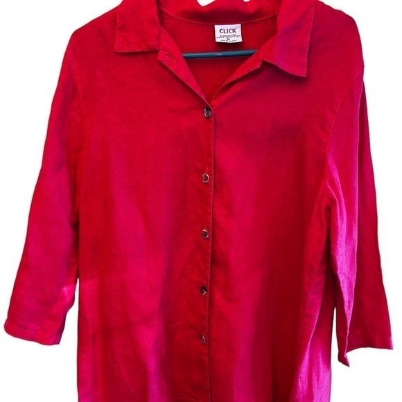 𝅺click by Colour Me Cotton 100% Linen Blouse EUC - Picture 1 of 10